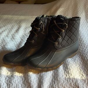 Sperry Women's Quilted Black Rain Boots